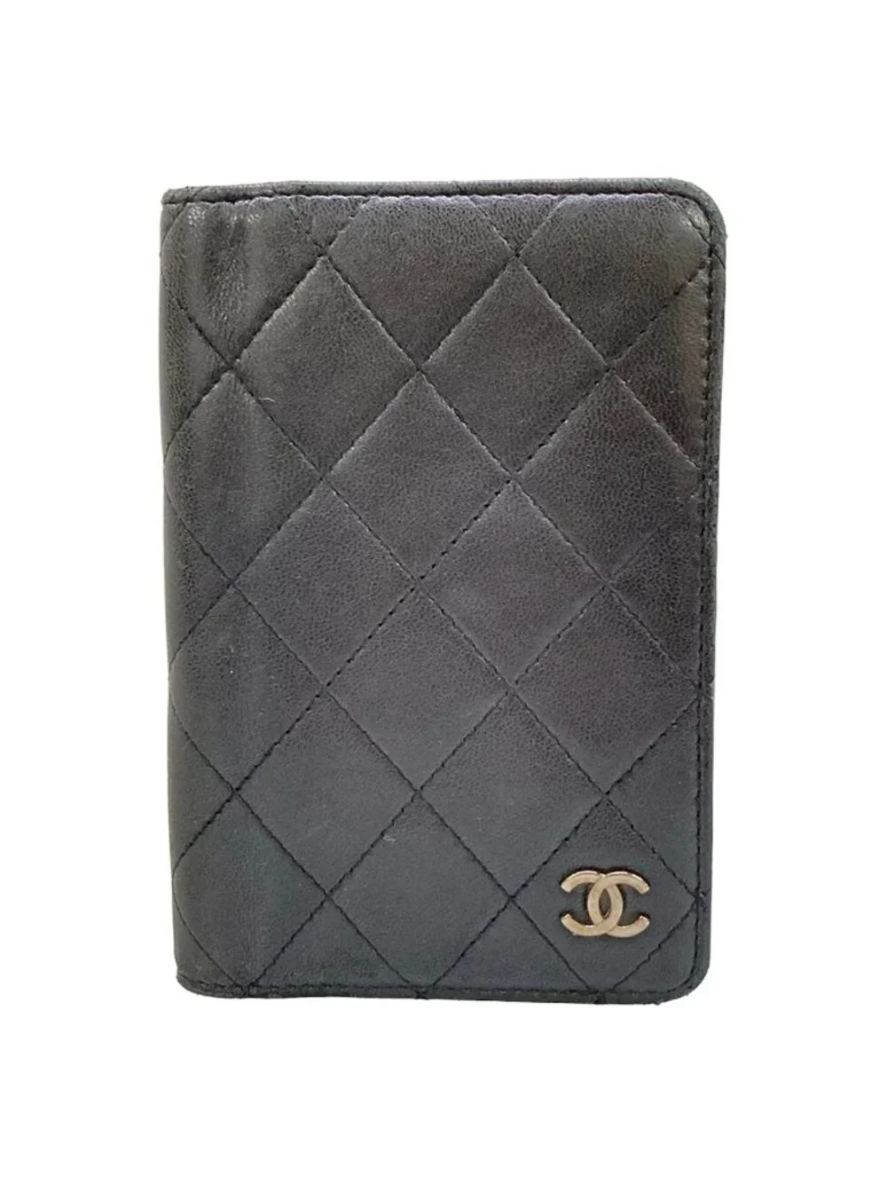 Chanel Notebook Quilted Black CC Logo Silver Lambskin Agenda